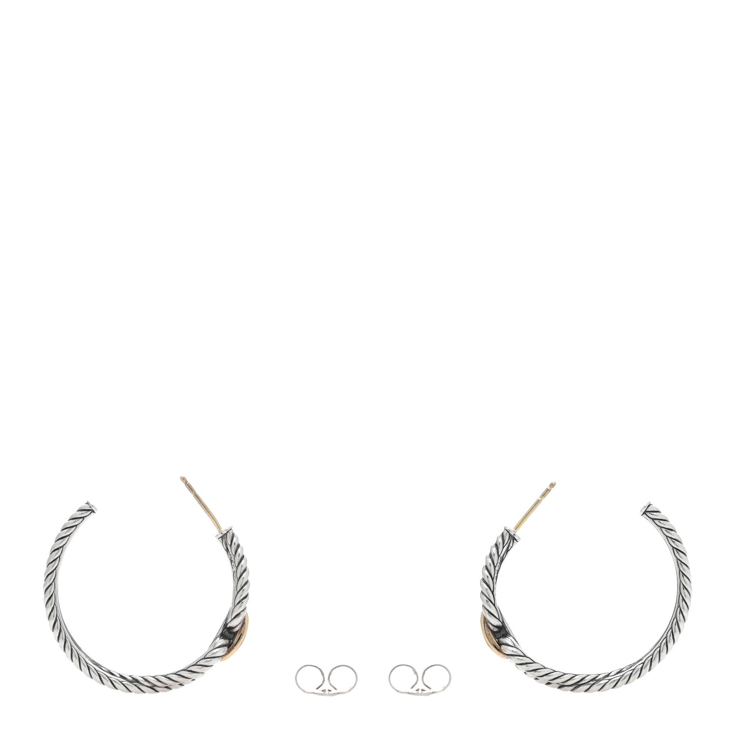 Sterling Silver 18K Yellow Gold Cable Loop Hoop Earrings