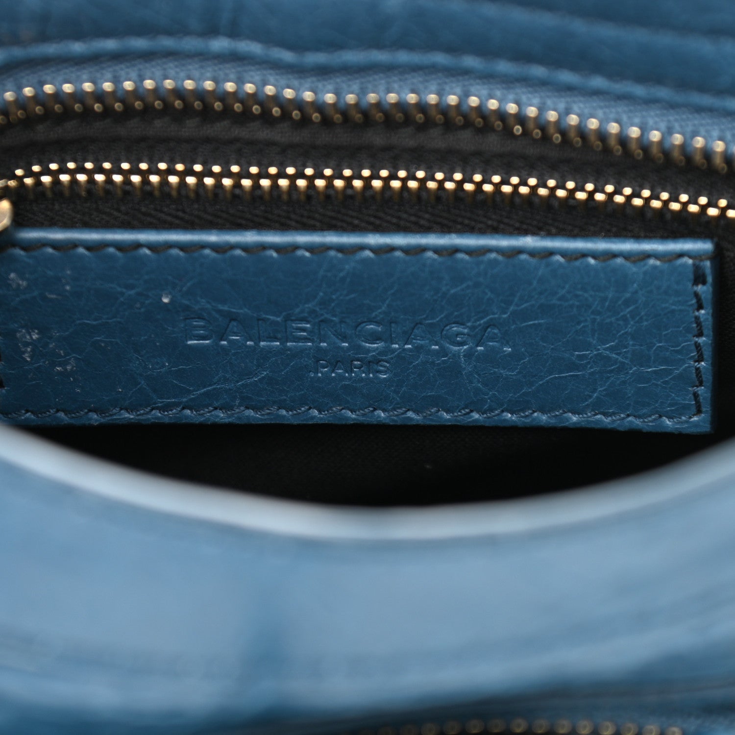 Balenciaga Chevre Gold Metallic Edge Hardware Mini City Blue Profond 6 of 12