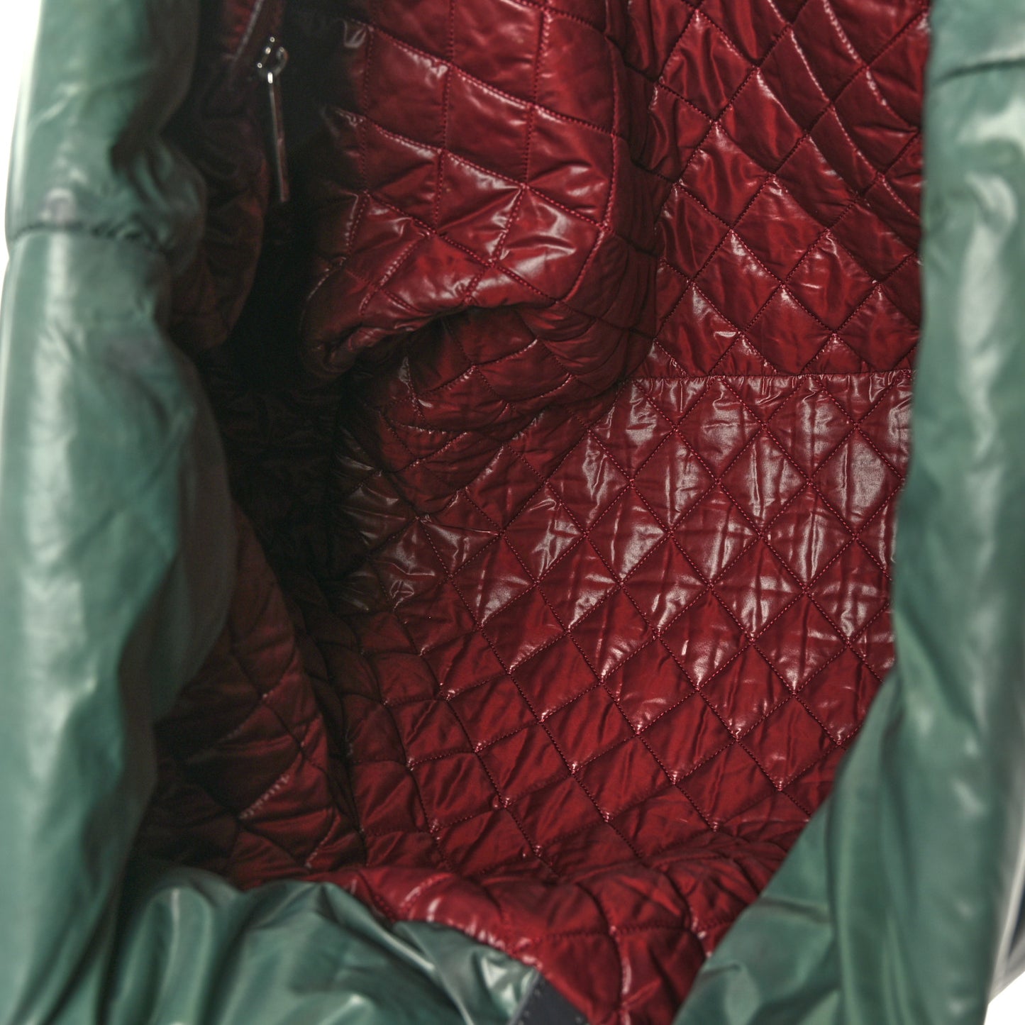 Nylon Quilted Medium Coco Cocoon Reversible Tote Green