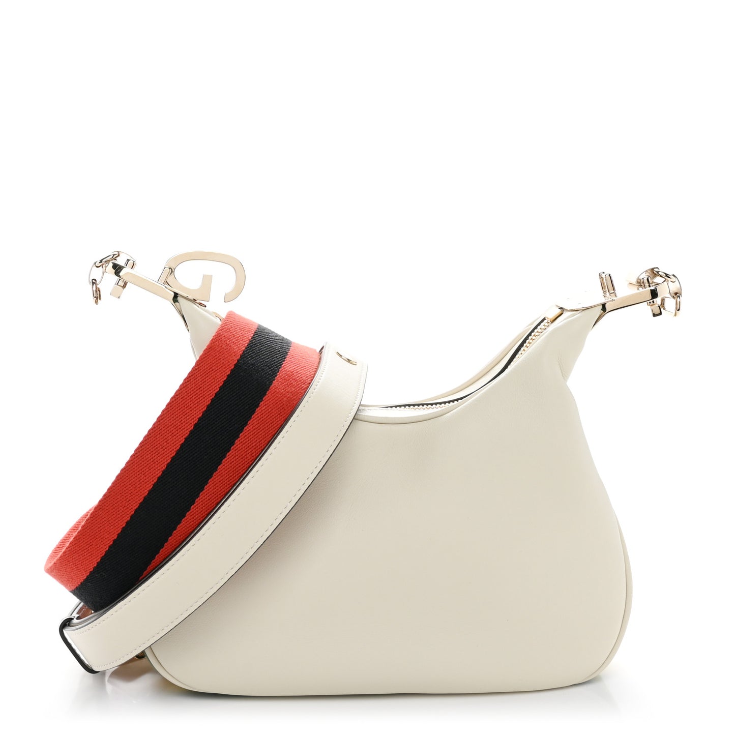Aria Calfskin Web Small Attache Shoulder Bag White