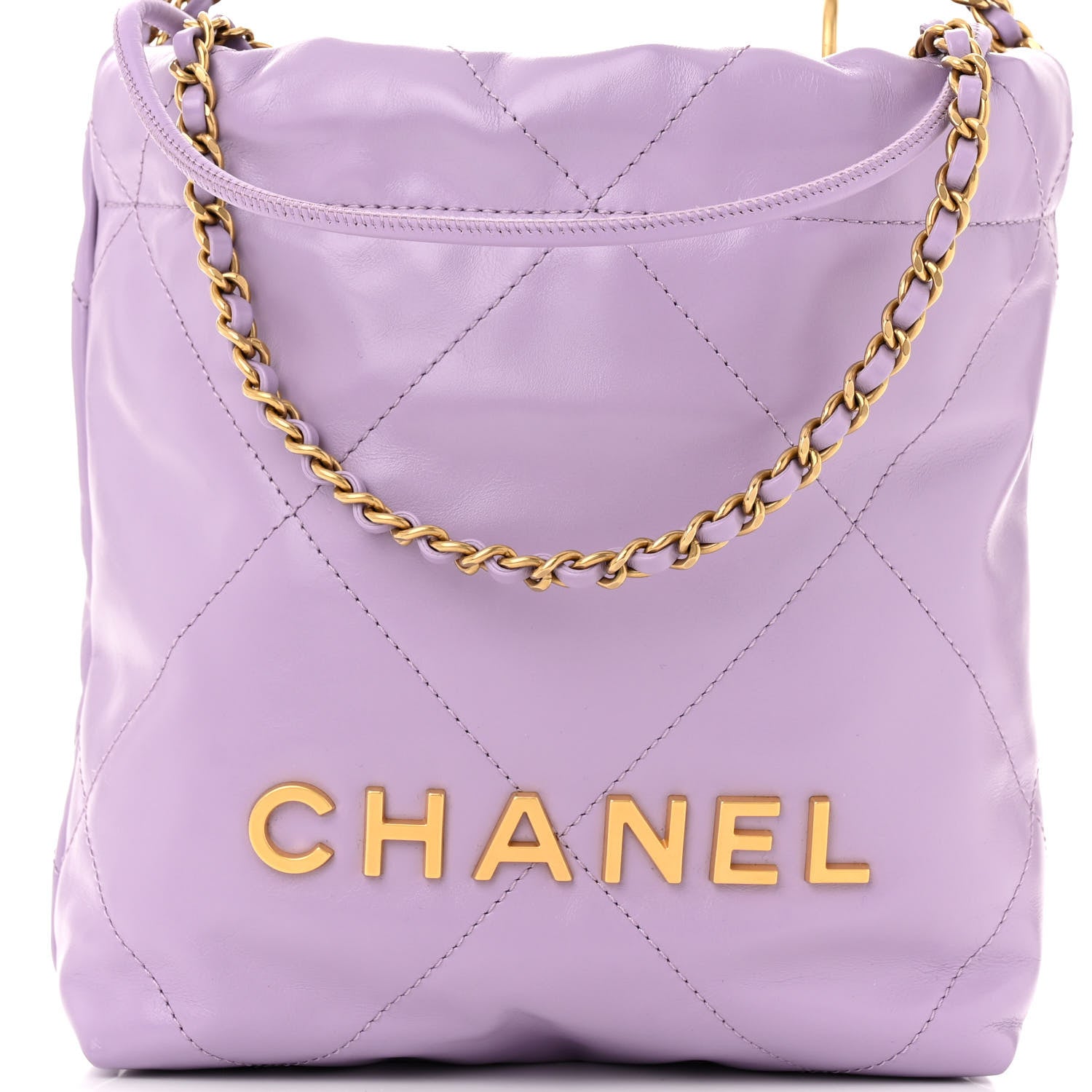 Chanel Shiny Calfskin Quilted Mini Chanel 22 Light Purple 8 of 10