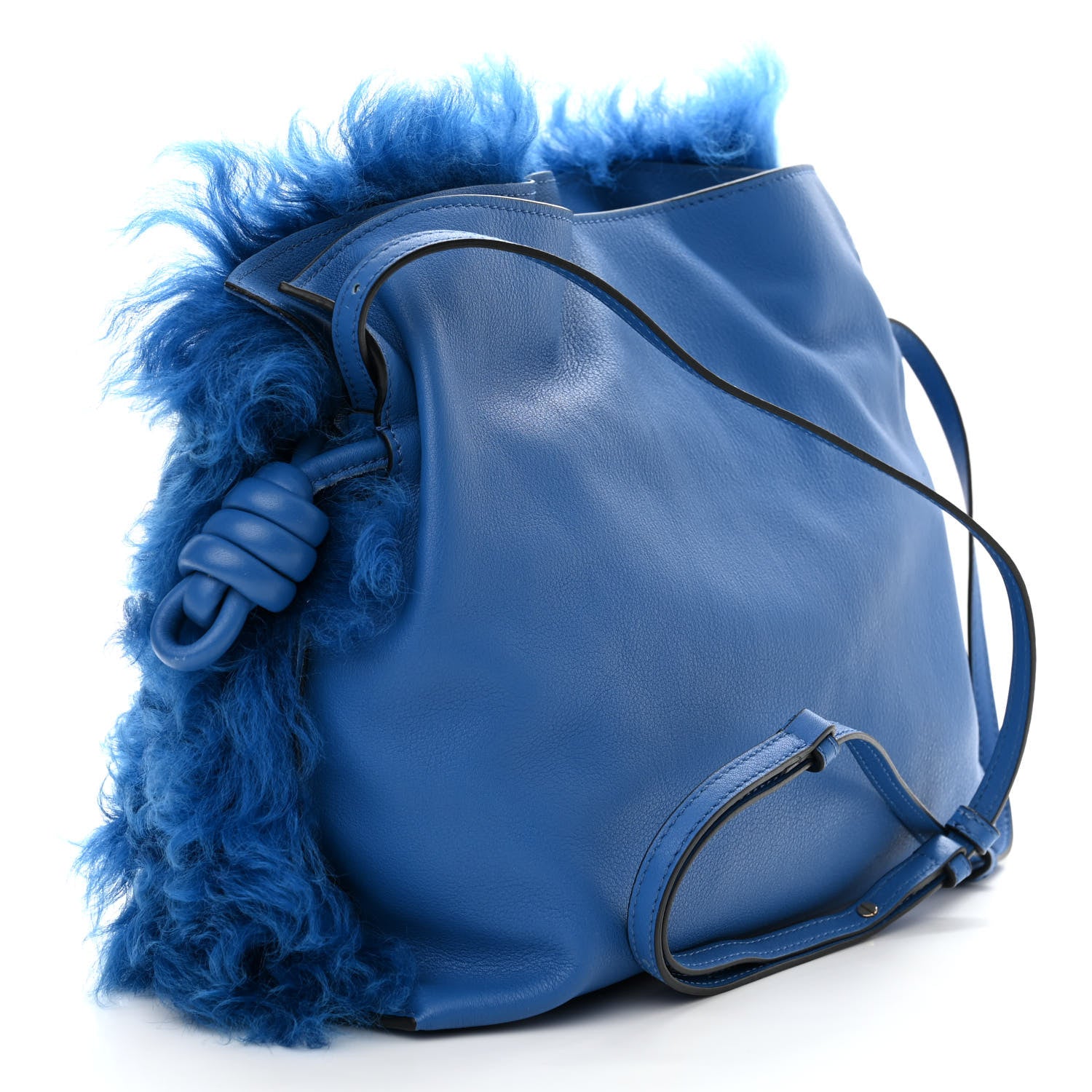 Loewe Nappa Shearling Flamenco Knot Clutch Blue 3 of 10