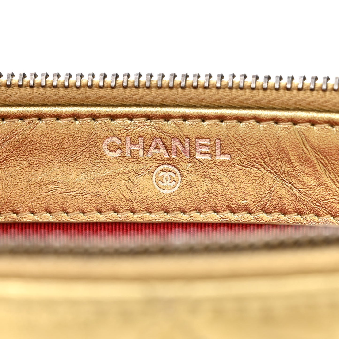 Metallic Aged Calfskin Quilted Small Gabrielle Clutch With Chain Gold