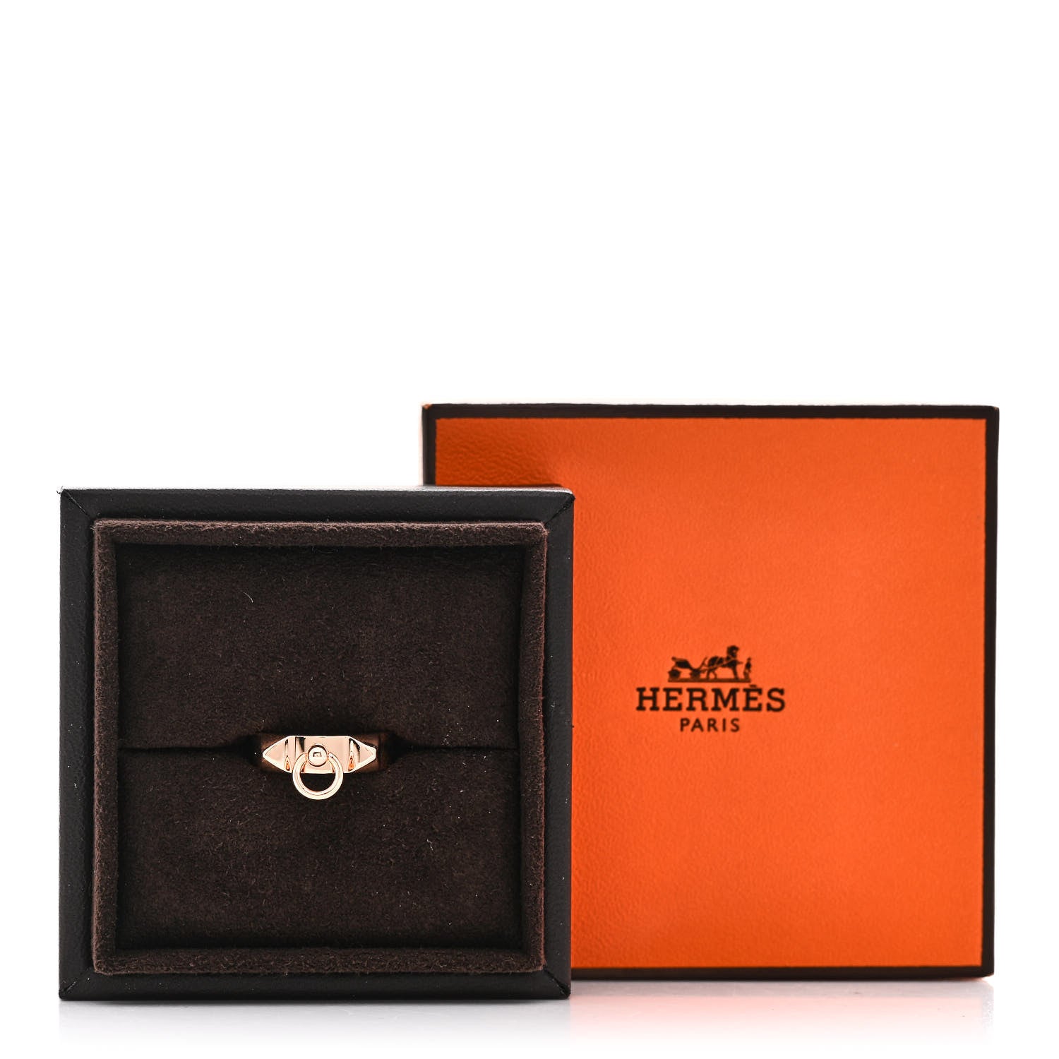 Hermes 18K Rose Gold PM Collier De Chien Ring 50 5.25 5 of 5