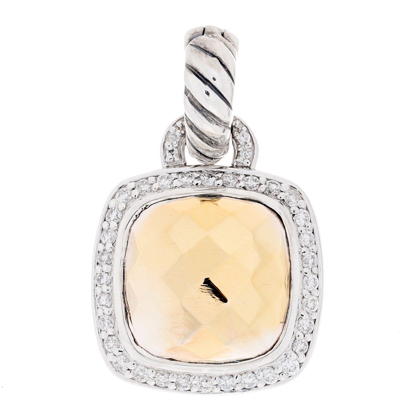 Sterling Silver 18K Yellow Gold Diamond 10mm Albion Enhancer Pendant