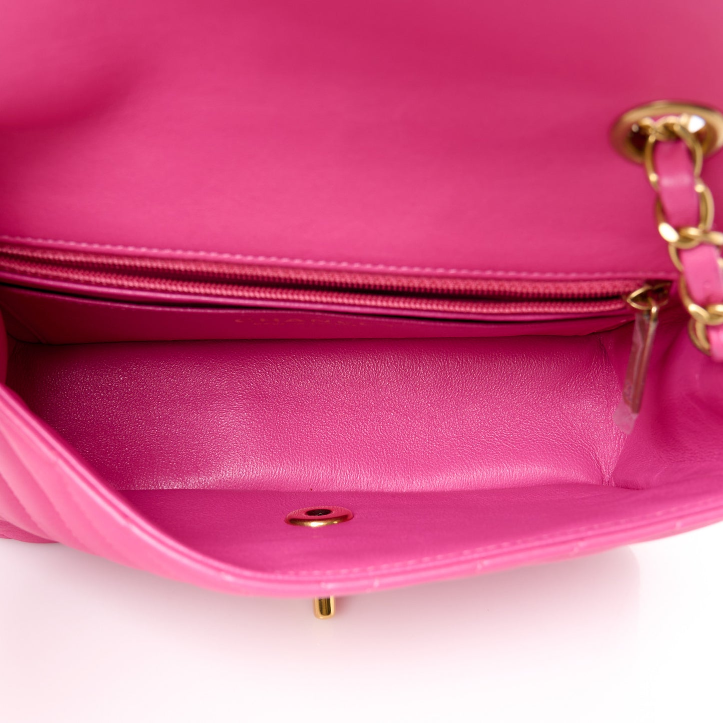 Lambskin Chevron Quilted Mini Rectangular Flap Pink
