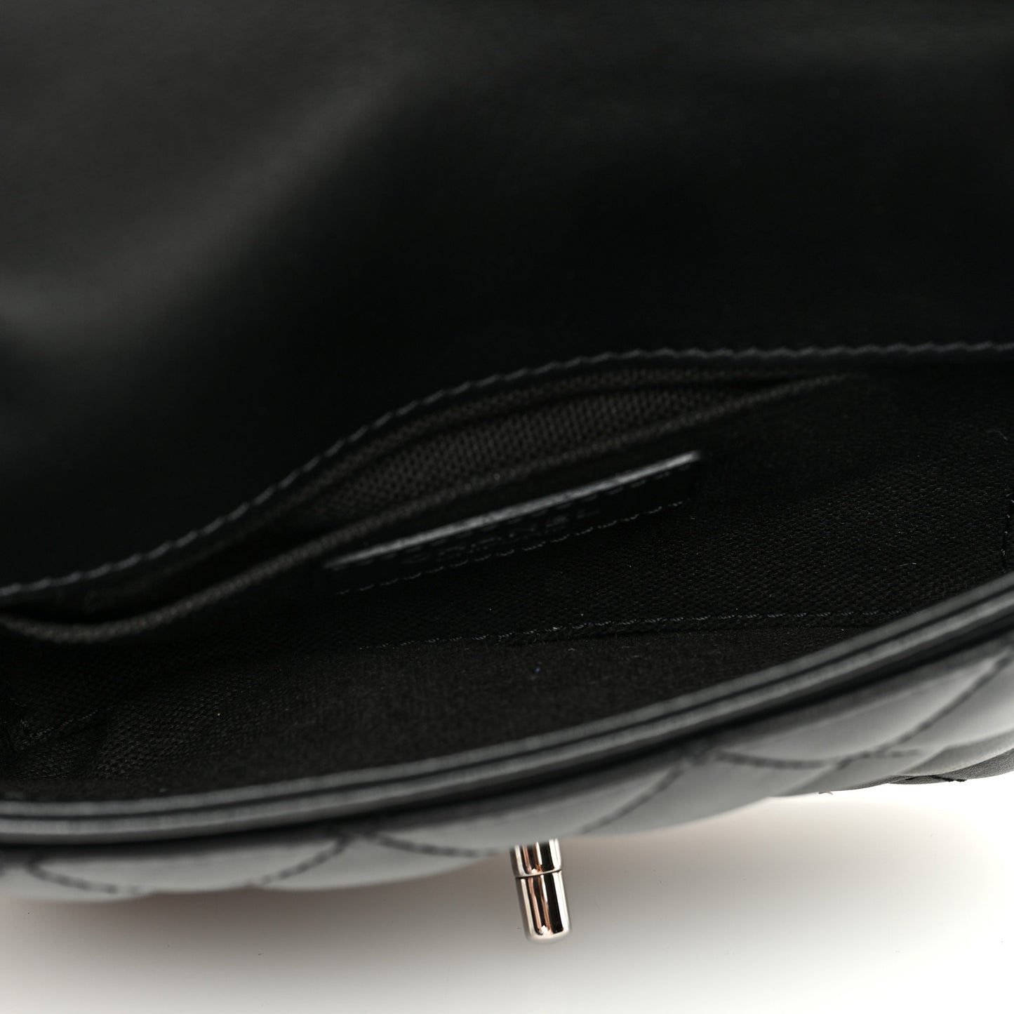 Calfskin Quilted CC Uniform Flap Belt Bag Black