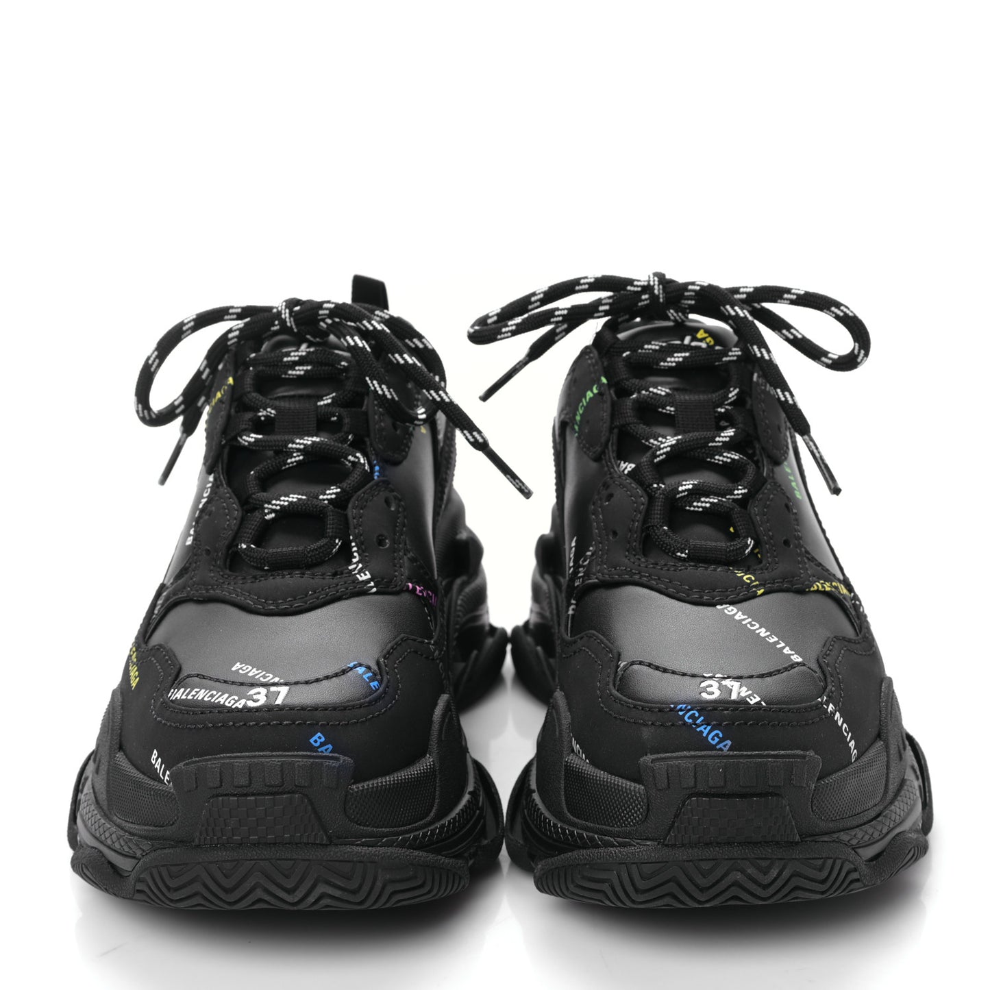 Technical Fabric Allover Logo Womens Triple S Sneakers 37 Black Multicolor