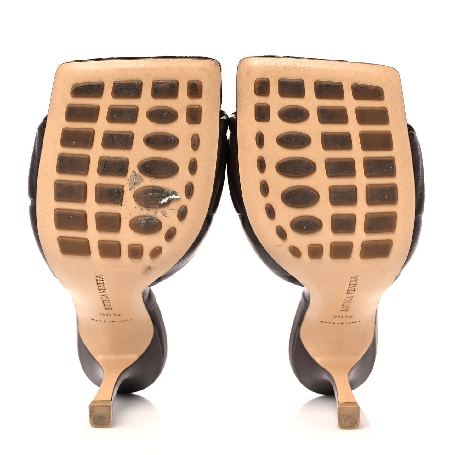 Nappa Quilted Rubber Lido Mule Sandals 36.5 Bitter Chocolate