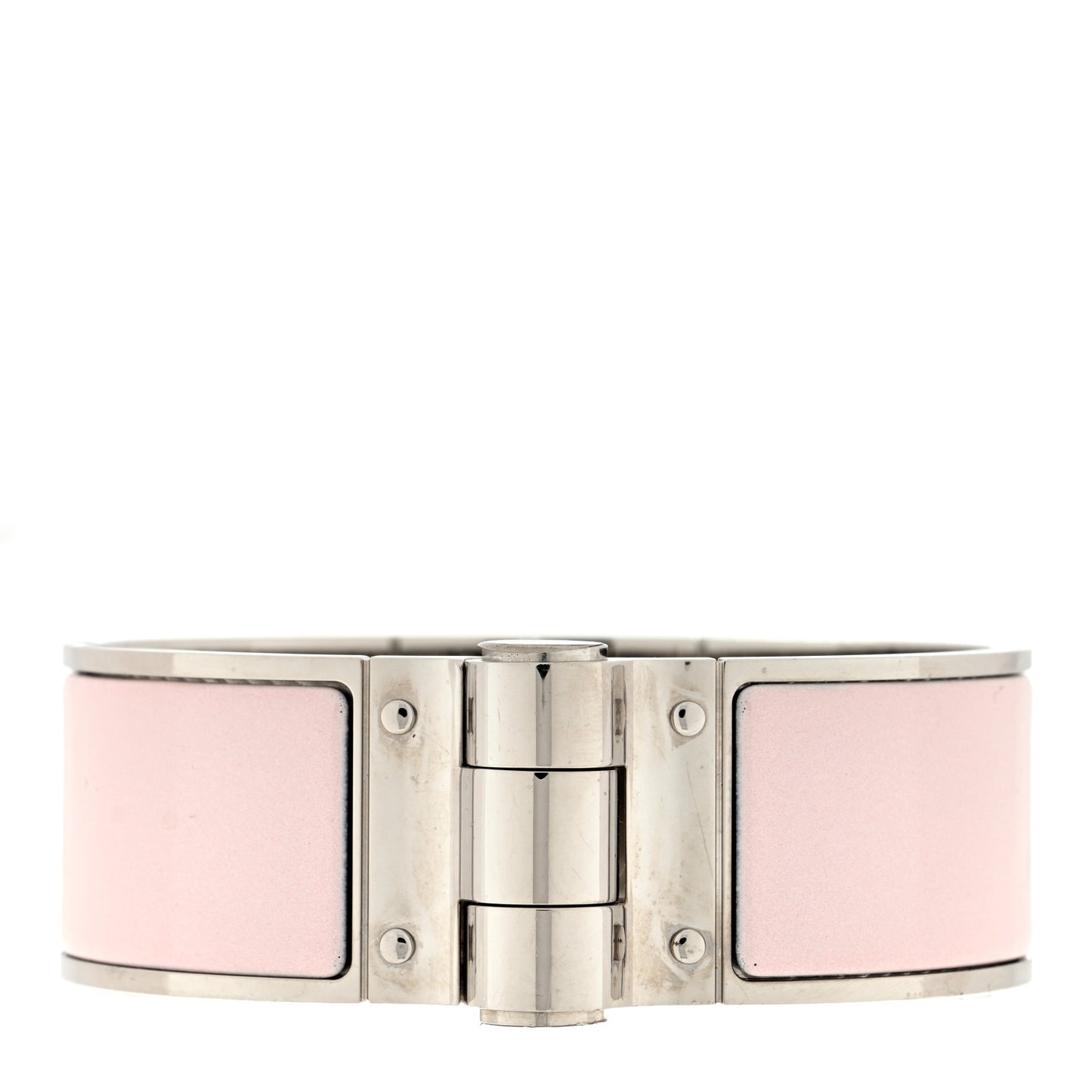 Enamel Charniere Uni Wide Hinged Bracelet S Rose Candeur