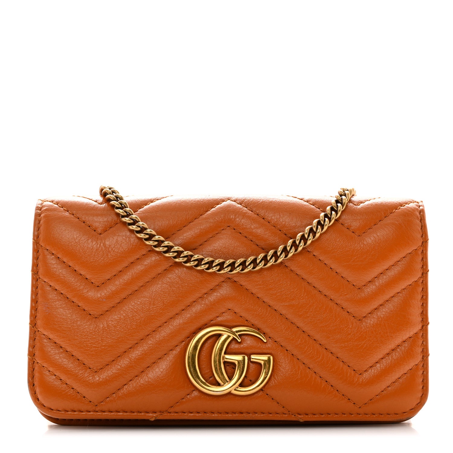 Gucci Calfskin Matelasse GG Marmont Mini Bag Cognac 1552878