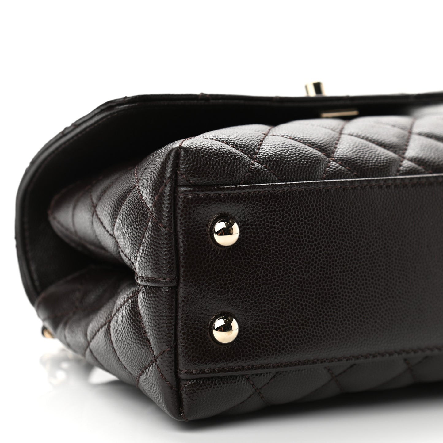 Caviar Quilted Mini Coco Handle Flap Dark Brown