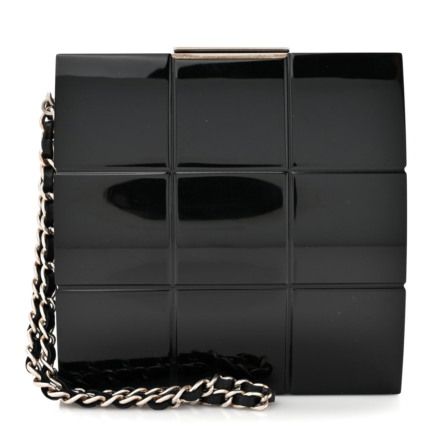 Plexiglass Minaudiere Wristlet Clutch Black