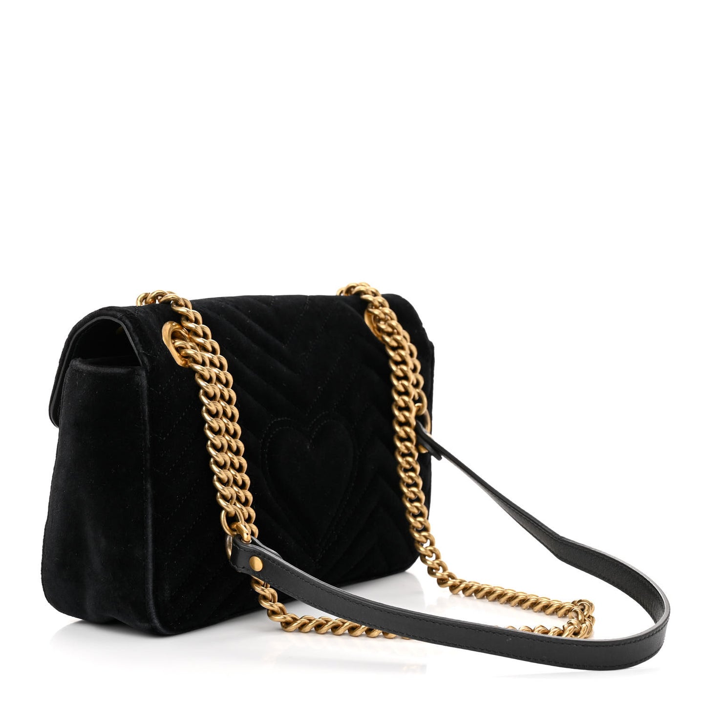 Velvet Matelasse Small GG Marmont Shoulder Bag Black