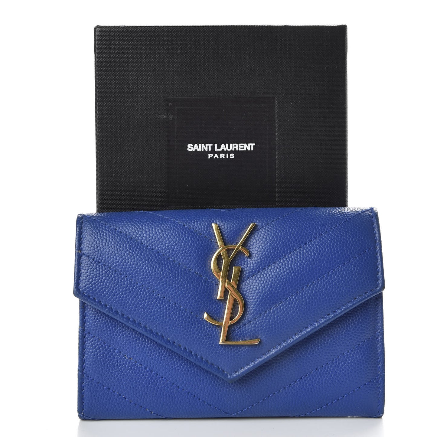 Grain De Poudre Matelasse Chevron Small Monogram Envelope Wallet Royal Blue