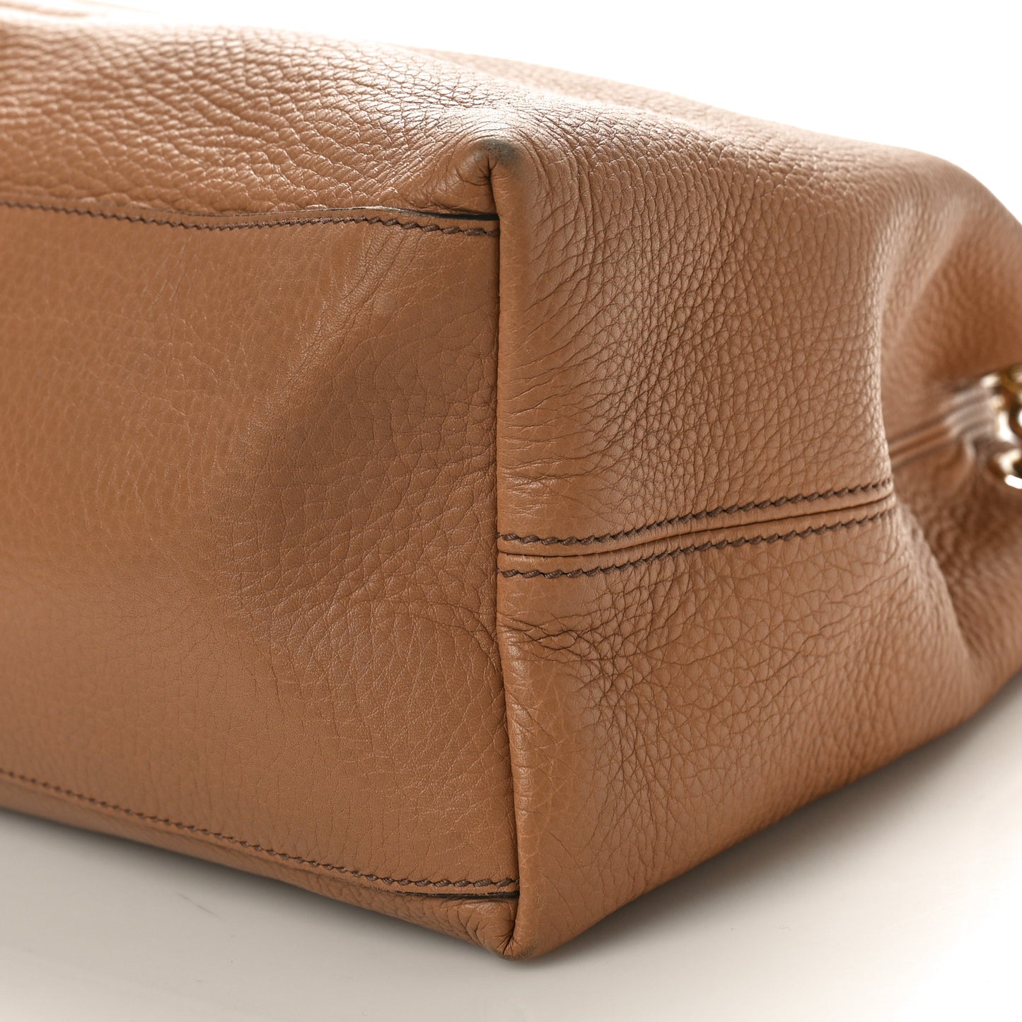 Pebbled Calfskin Medium Soho Chain Shoulder Bag Camelia