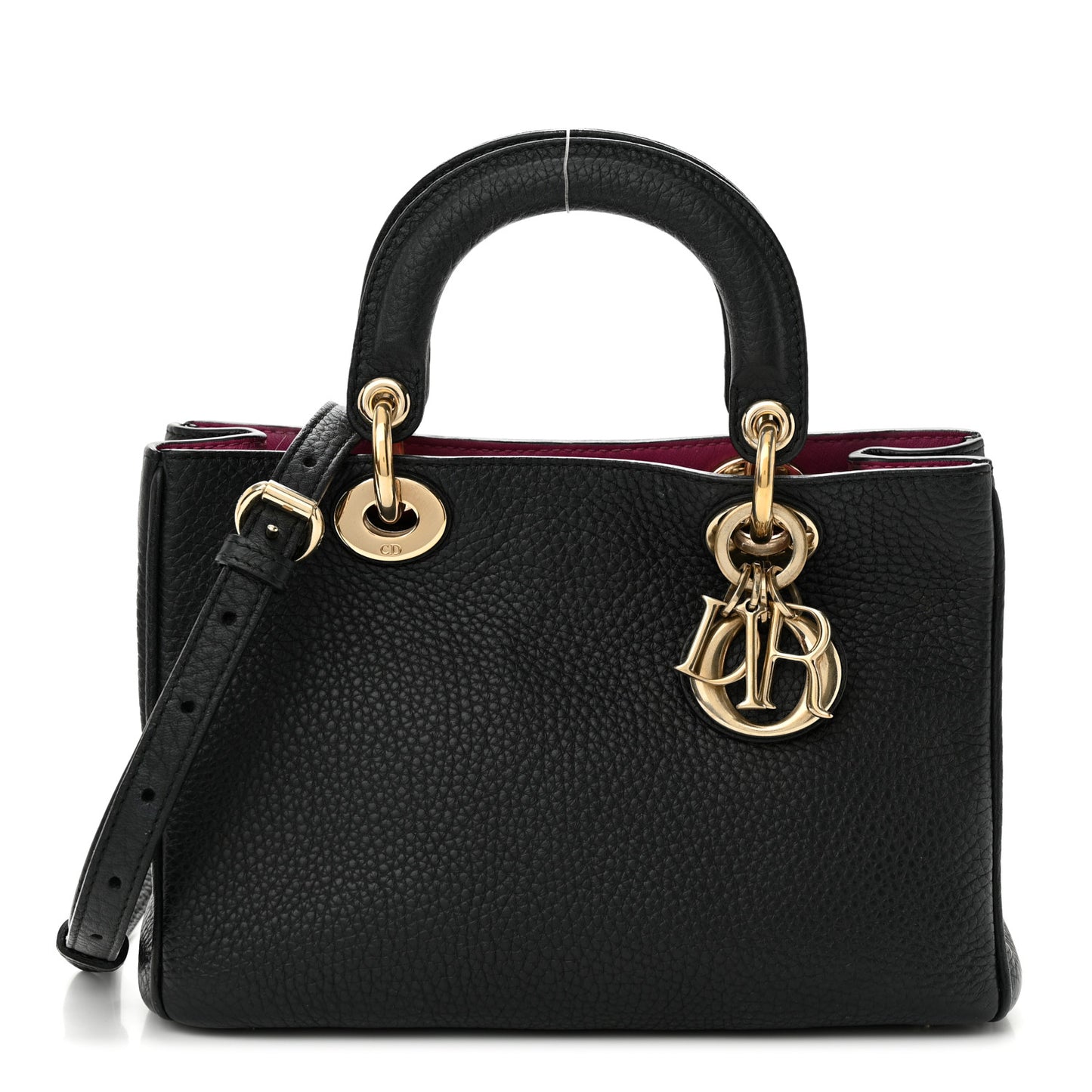 CHRISTIAN DIOR Bullcalf Small Diorissimo Tote Black Rose Indien