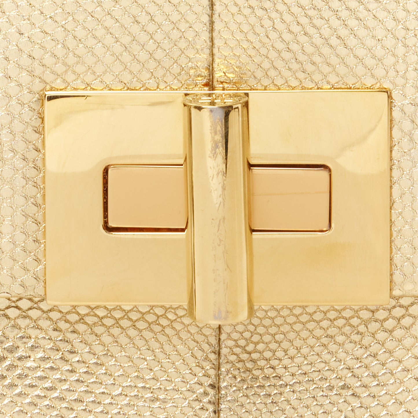 Metallic Lizard Calfskin Embossed Medium Natalia Chain Bag Gold