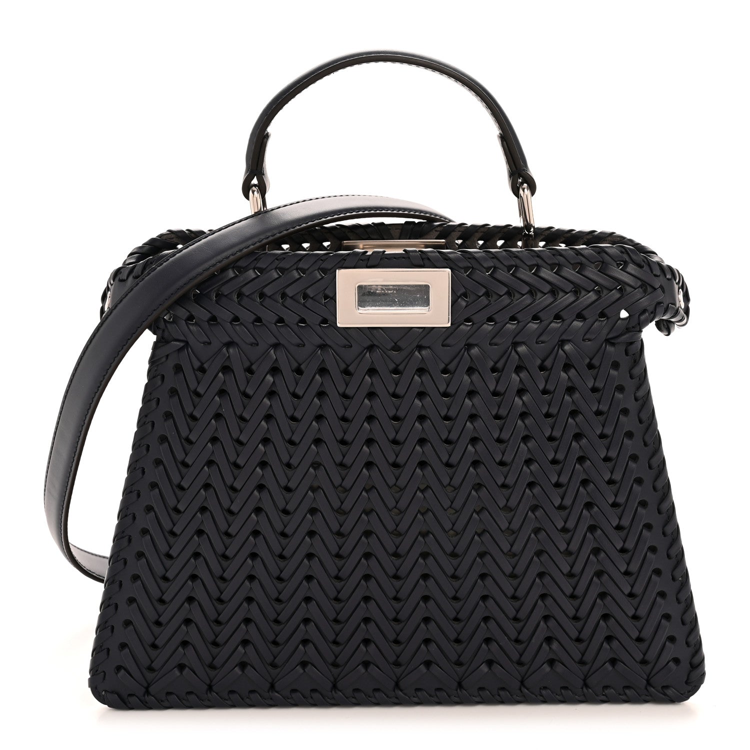 Fendi Vitello King Shiny Nappa Intreccio Petite Peekaboo I SEE U