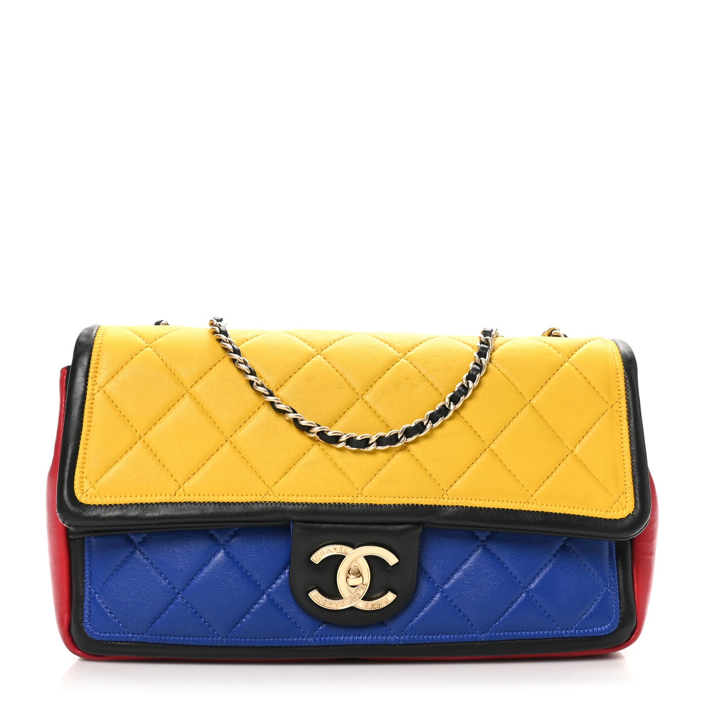 Lambskin Tri-Color Medium Graphic Flap Multicolor