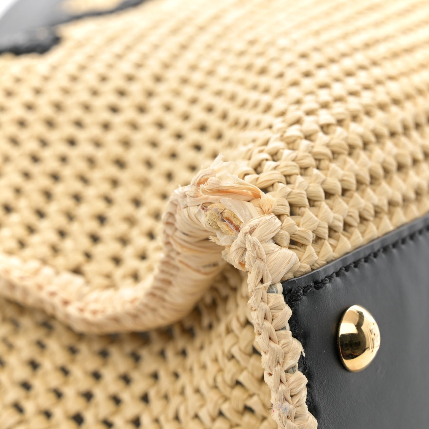 Raffia Vitello King Macrame Mesh Large Peekaboo X-Tote Natural Black Cuoio