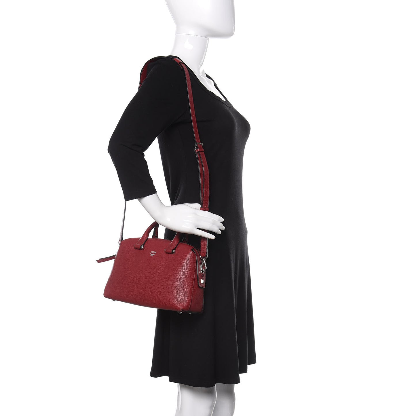 Grained Calfskin Small Ella Boston Burgundy