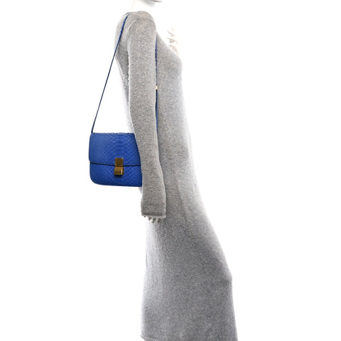 Snakeskin Medium Classic Box Flap Blue