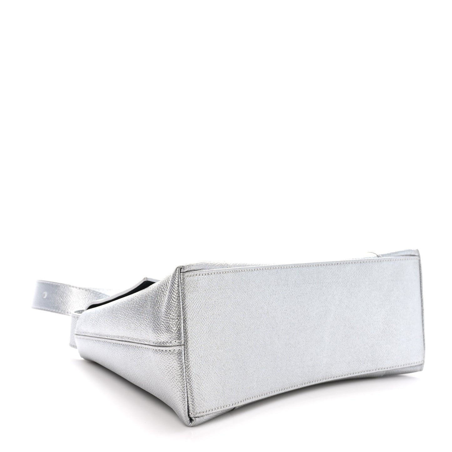 Metallic Soft Textured Calfskin Small Downtown Shoulder Bag Silver
