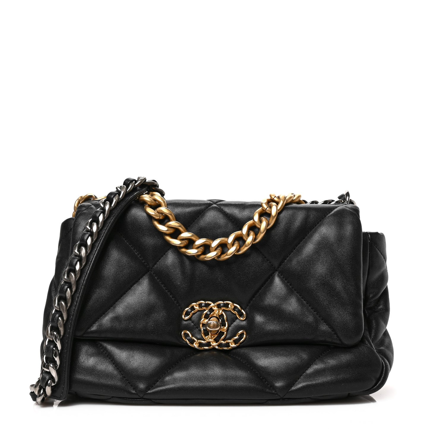 Lambskin Quilted Medium Chanel 19 Flap Black