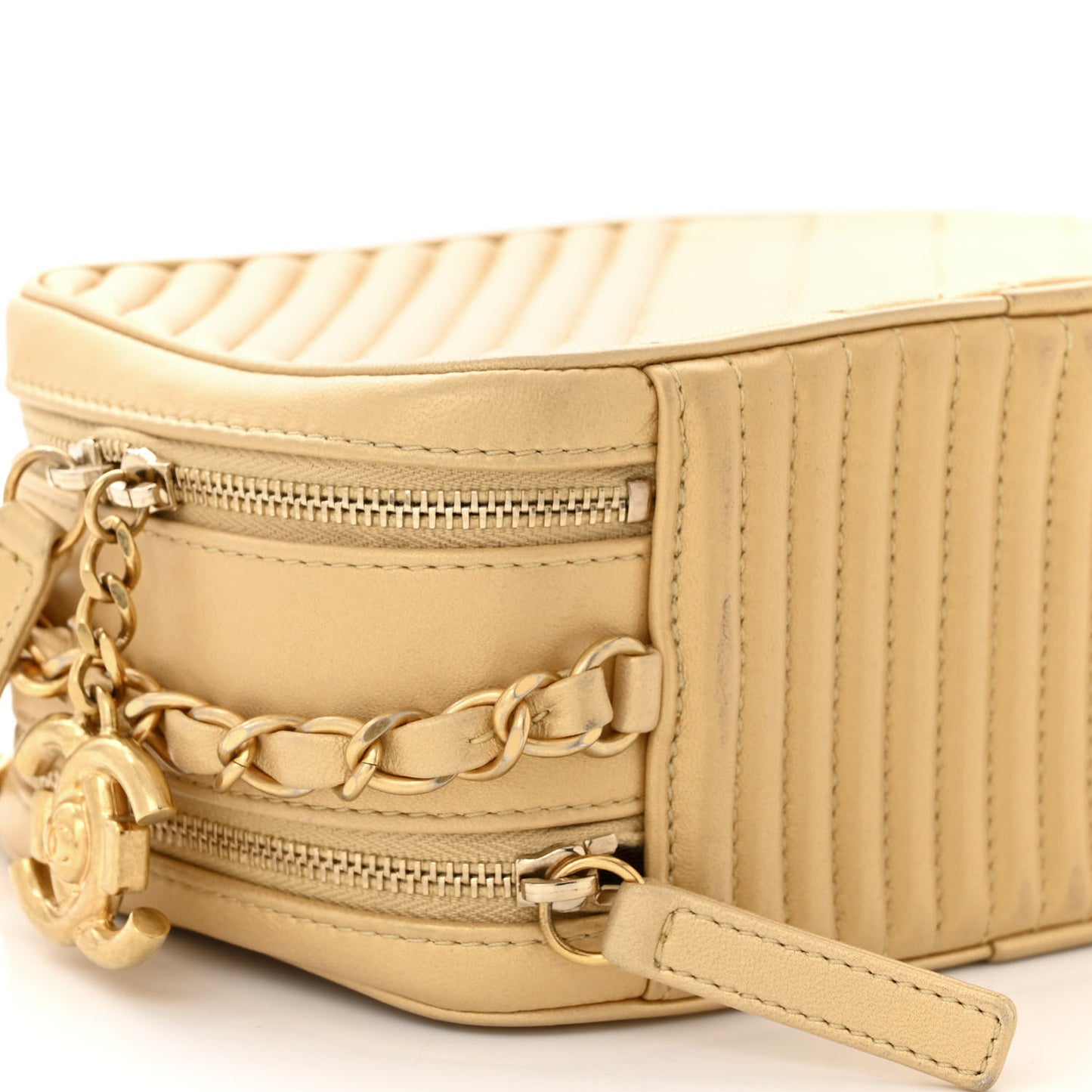 Metallic Lambskin Quilted Small Coco Boy Camera Case Gold