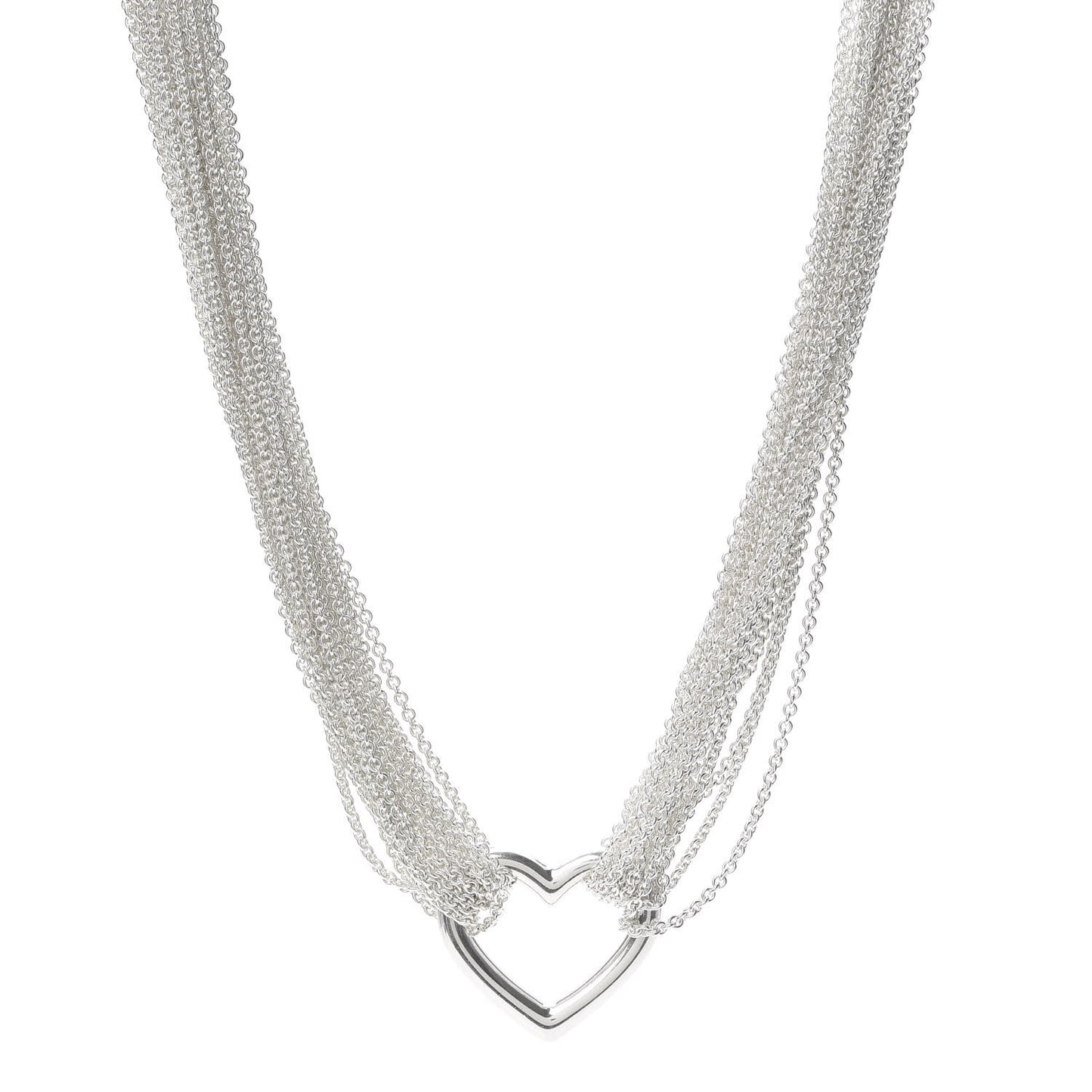Sterling Silver Heart Multi Chain Toggle Necklace