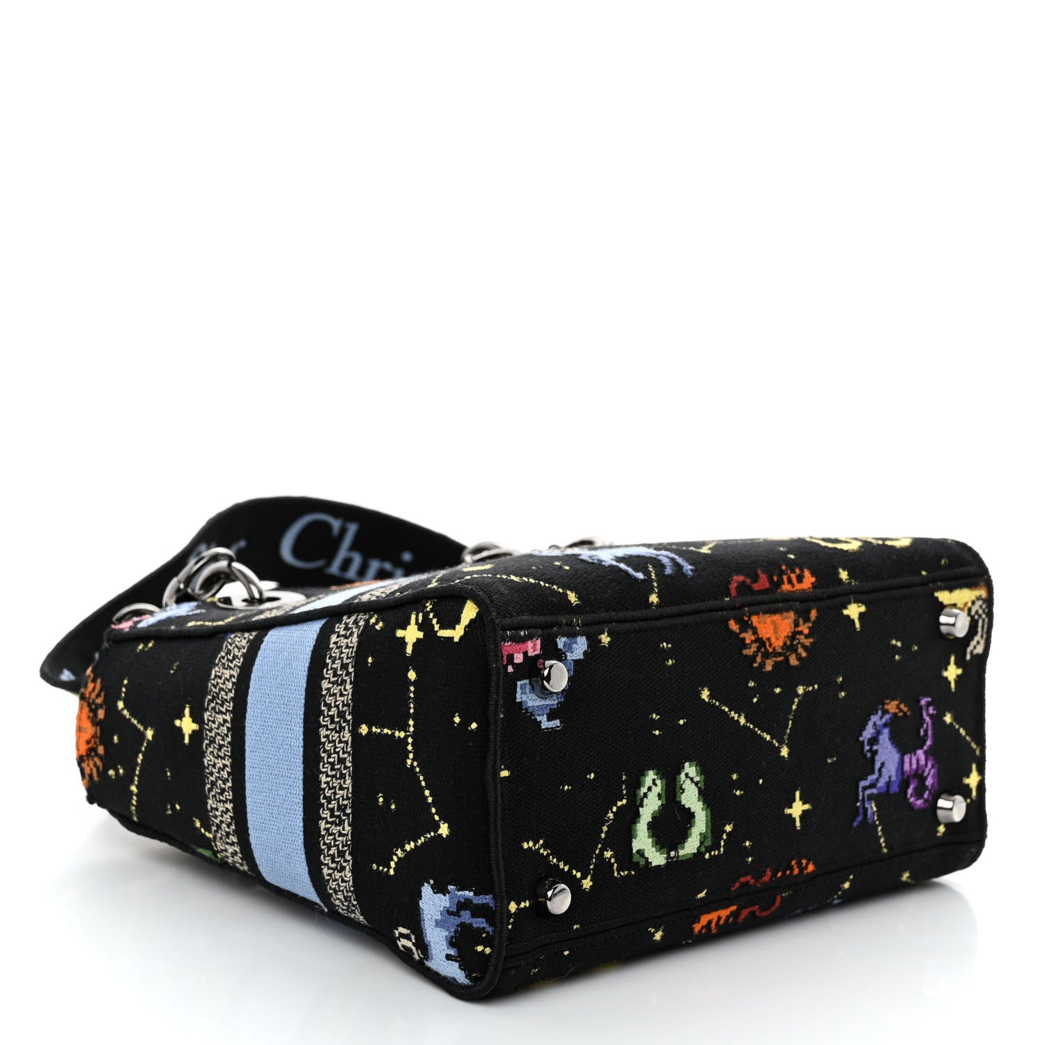 Christian Dior Canvas Pixel Zodiac Embroidered Medium Lady D-Lite Nero Multicolor 4 of 9