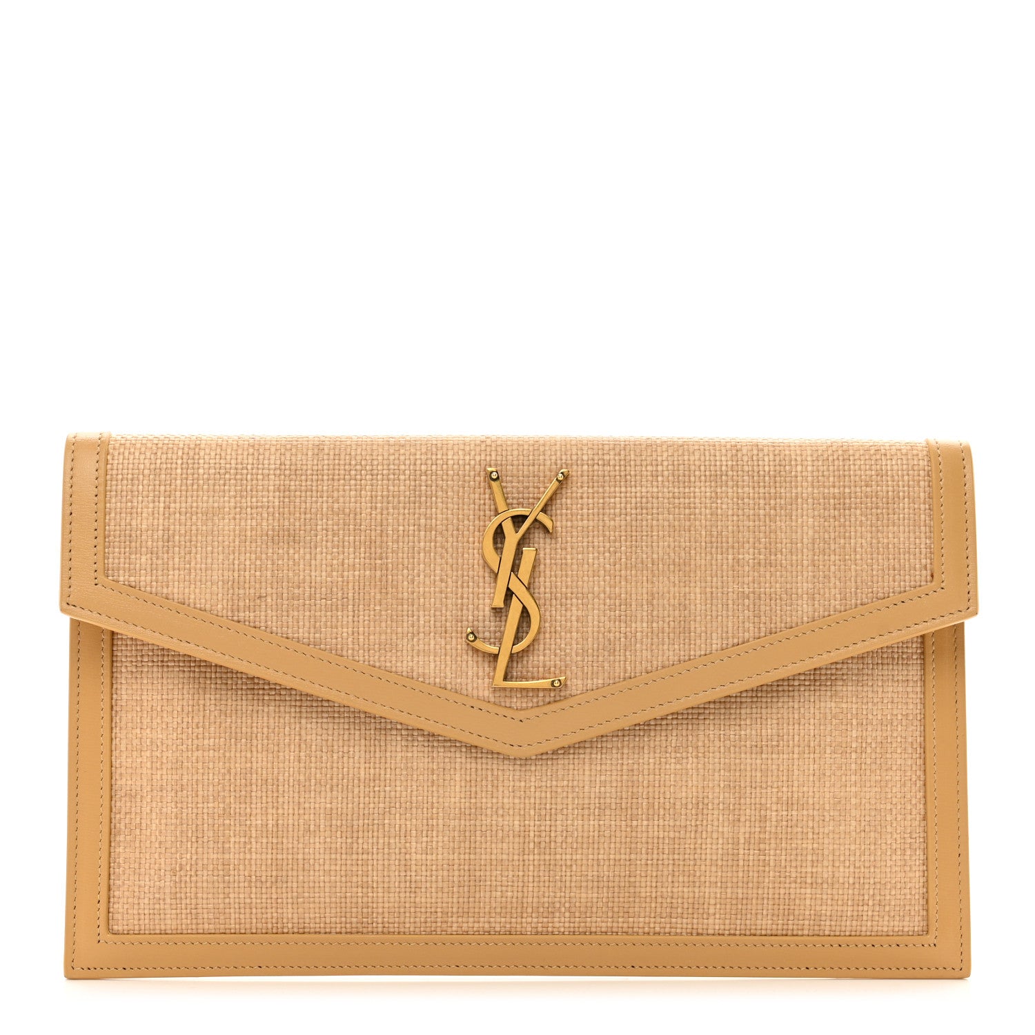 Saint Laurent Micro Raffia Uptown Pouch Natural Hay Blush 1 of 7