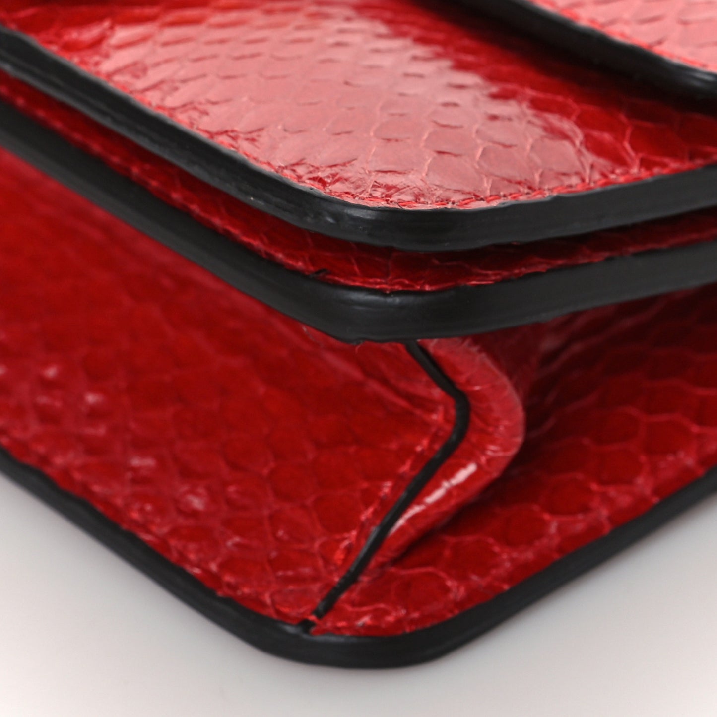 Glazed Python Crossbody Bag Red