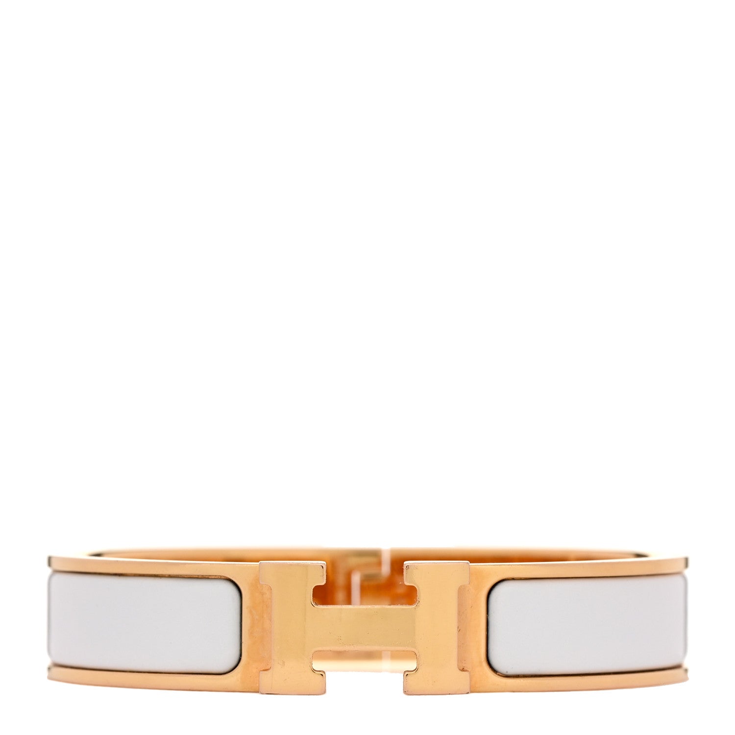 Hermes Enamel Narrow Clic Clac H Bracelet PM White 1822253