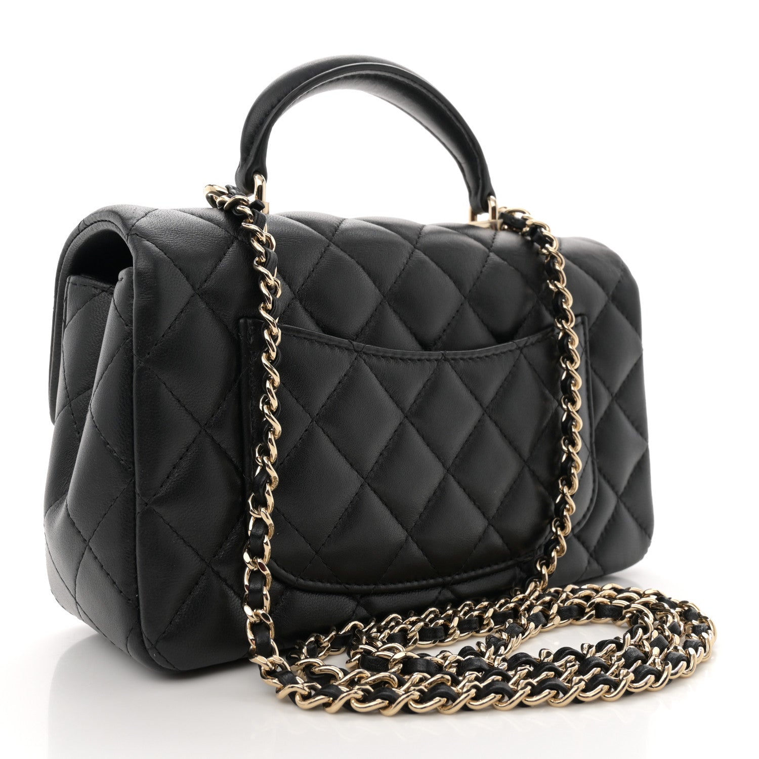 Chanel Lambskin Quilted Mini Top Handle Rectangular Flap Black 3 of 11