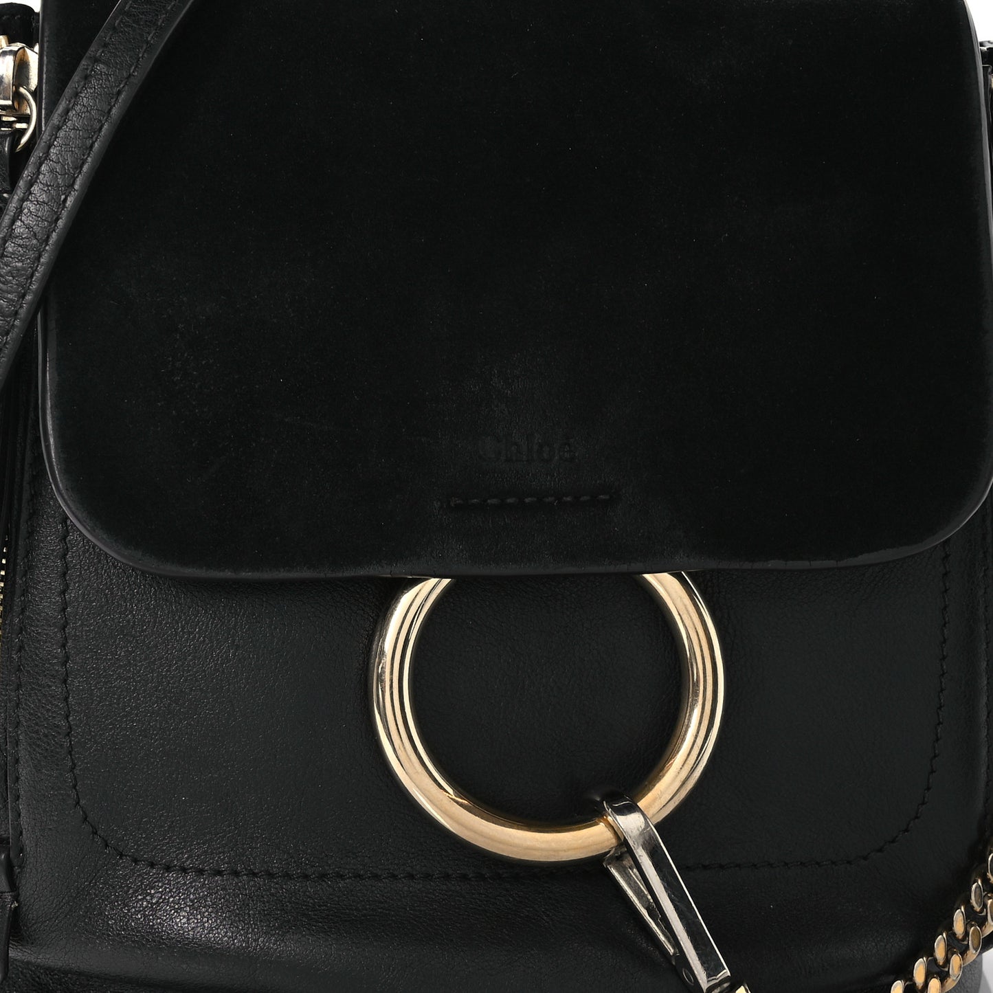 Suede Calfskin Small Faye Backpack Black