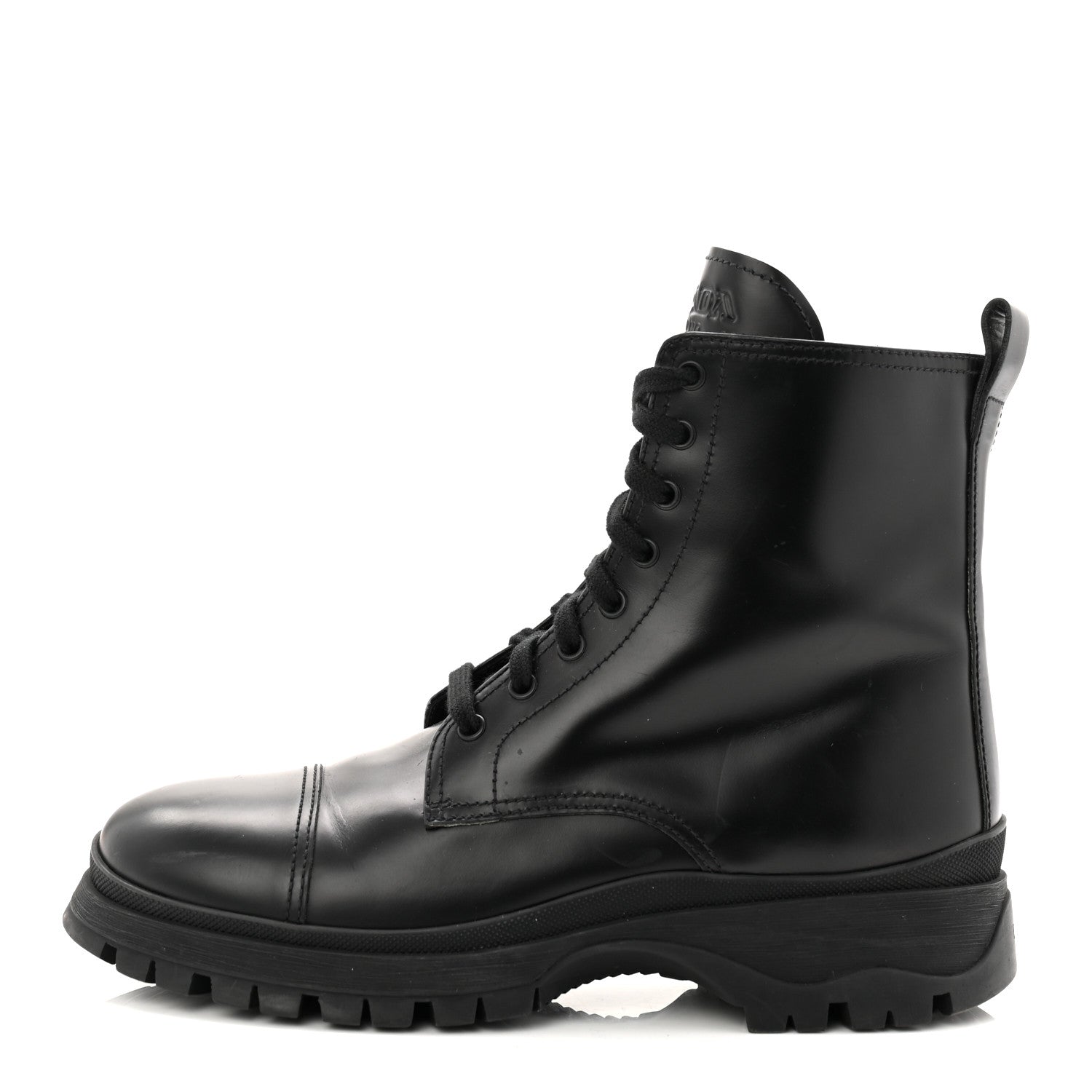 Prada Spazzolato Captoe 30mm Combat Boots 39 Black 1819209
