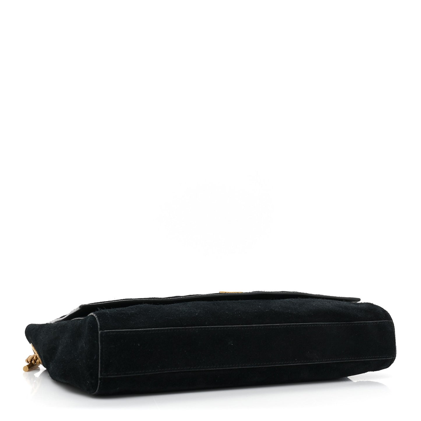 Smooth Calfskin Suede Medium Reversible Monogram Kate Satchel Black