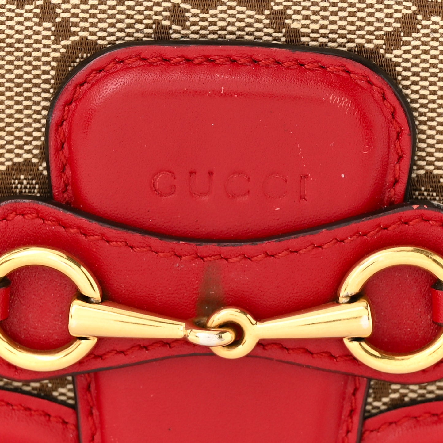 Monogram Lady Web Convertible Wallet Beige Hibiscus Red