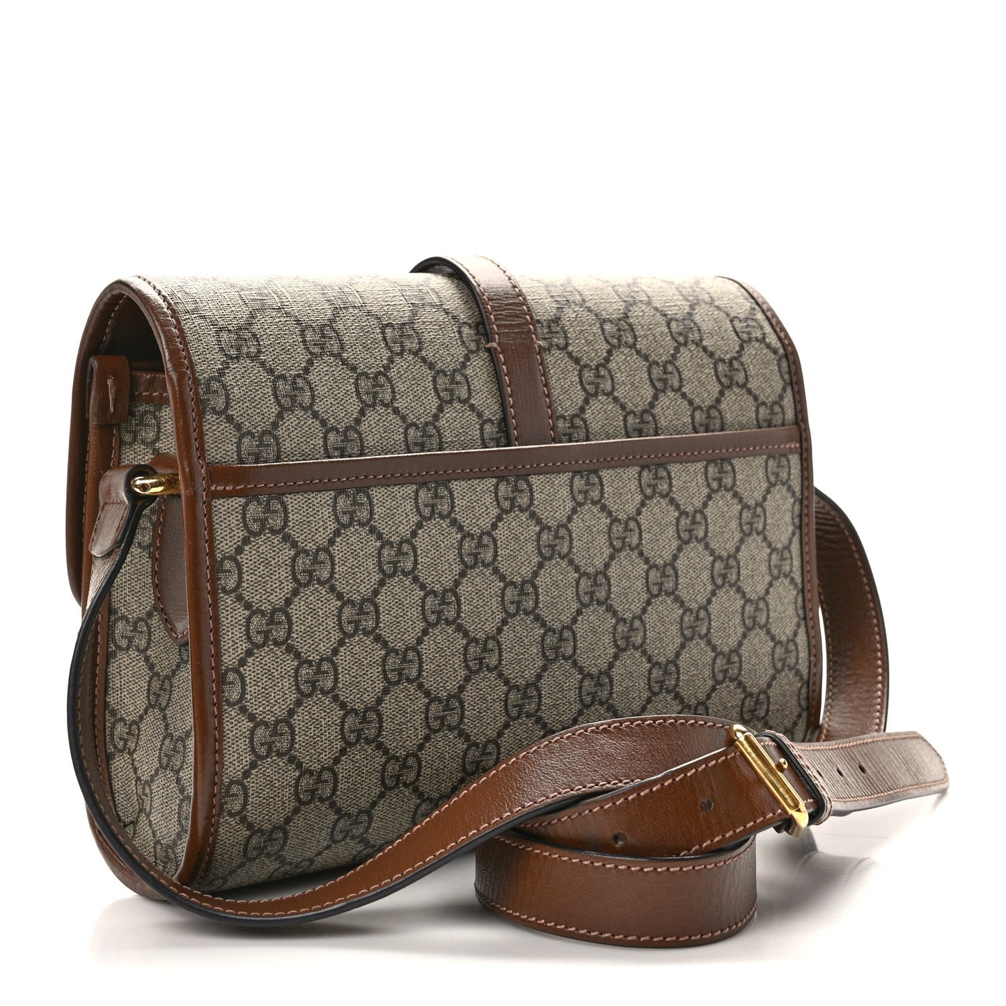 GG Supreme Monogram Azalea Calfskin Retro Interlocking G Messenger Beige Ebony Brown Sugar