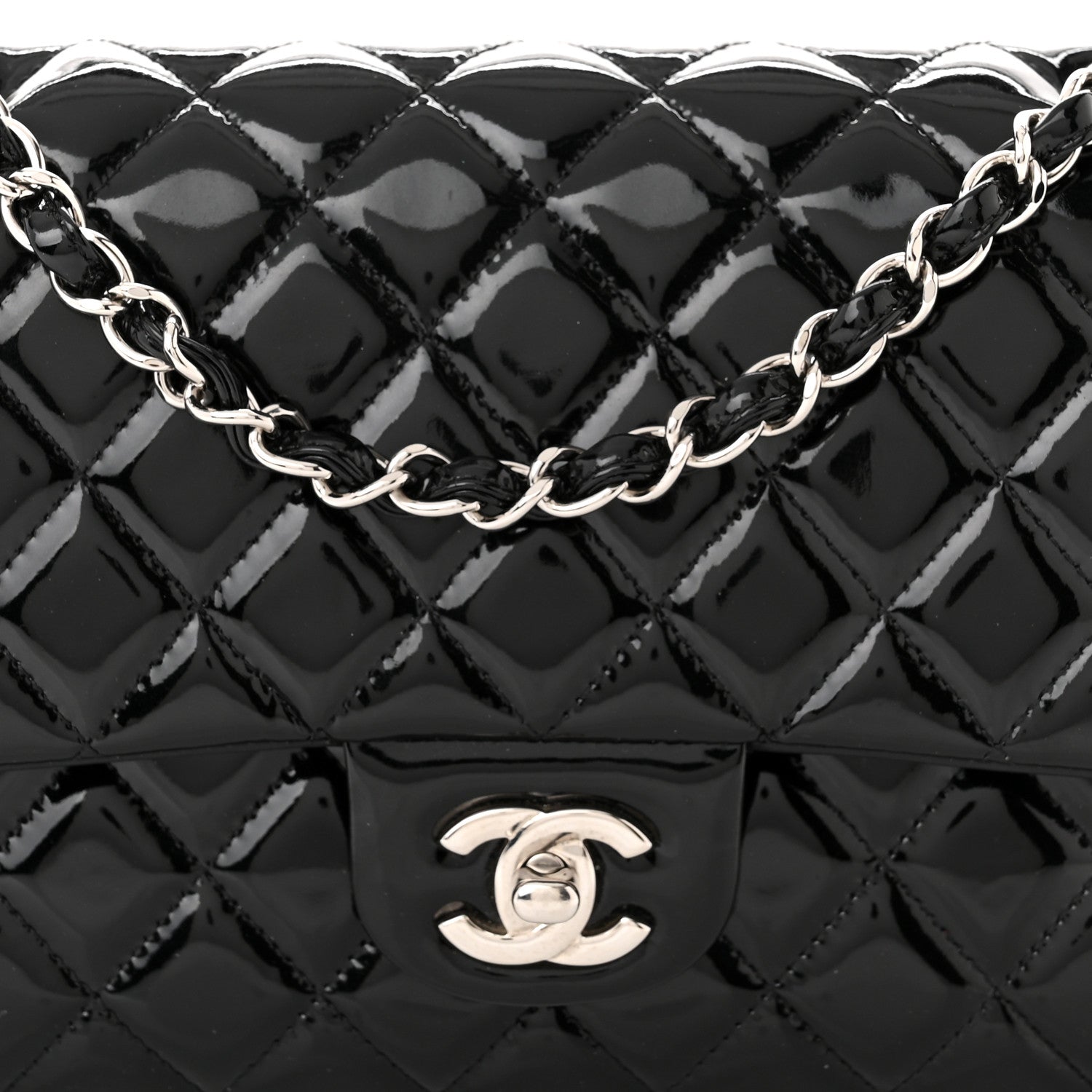 Chanel Patent Quilted Medium Double Flap Black 8 of 10