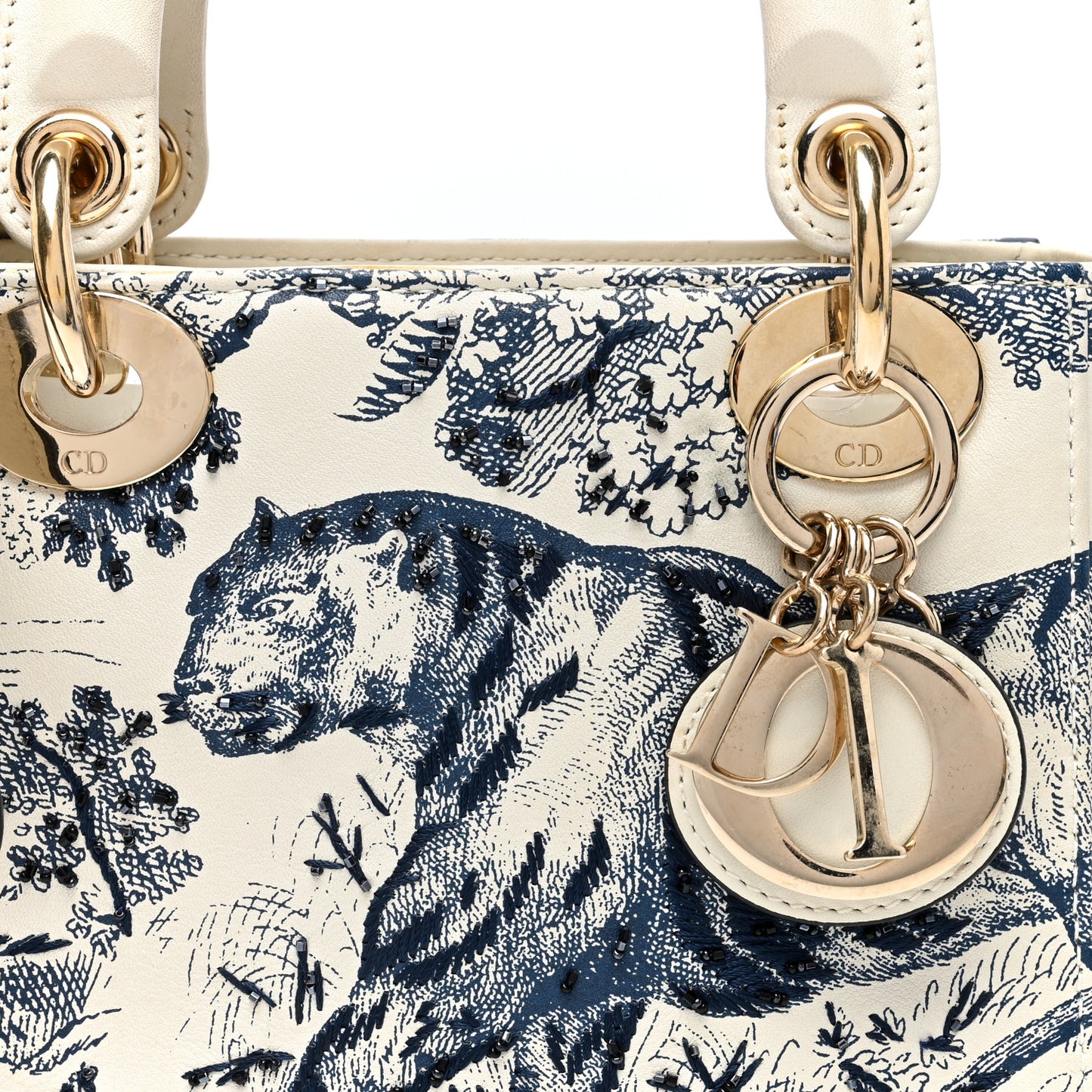 Calfskin Toile de Jouy Mini Lady Dior Blue