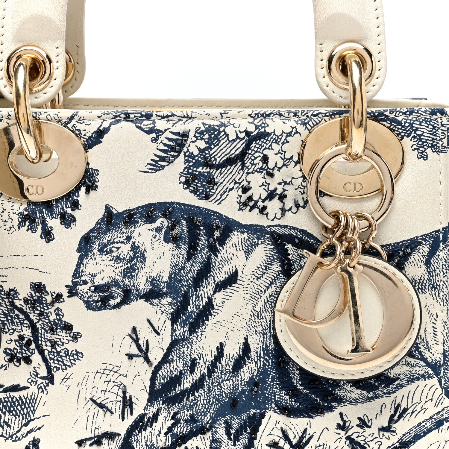 Christian Dior Calfskin Toile de Jouy Mini Lady Dior Blue 7 of 10