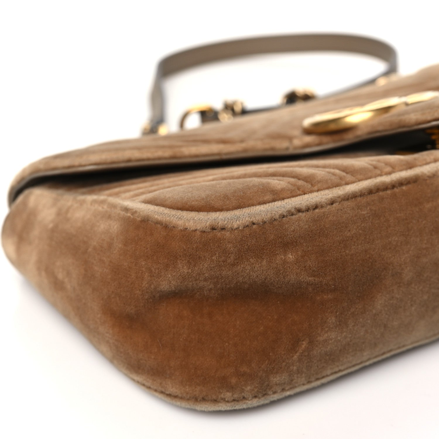 Gucci Velvet Matelasse Small GG Marmont Shoulder Bag Taupe 9 of 11