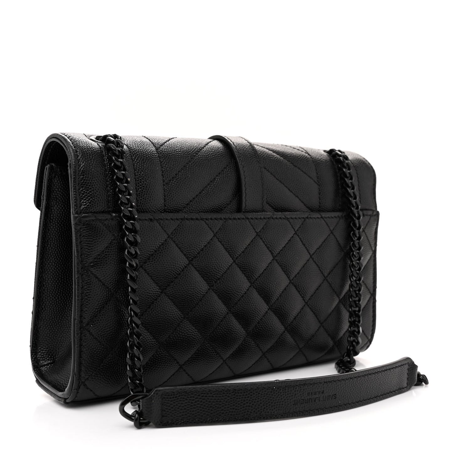 Grain De Poudre Textured Mixed Matelasse Triquilt Small Monogram Monochrome Satchel Black