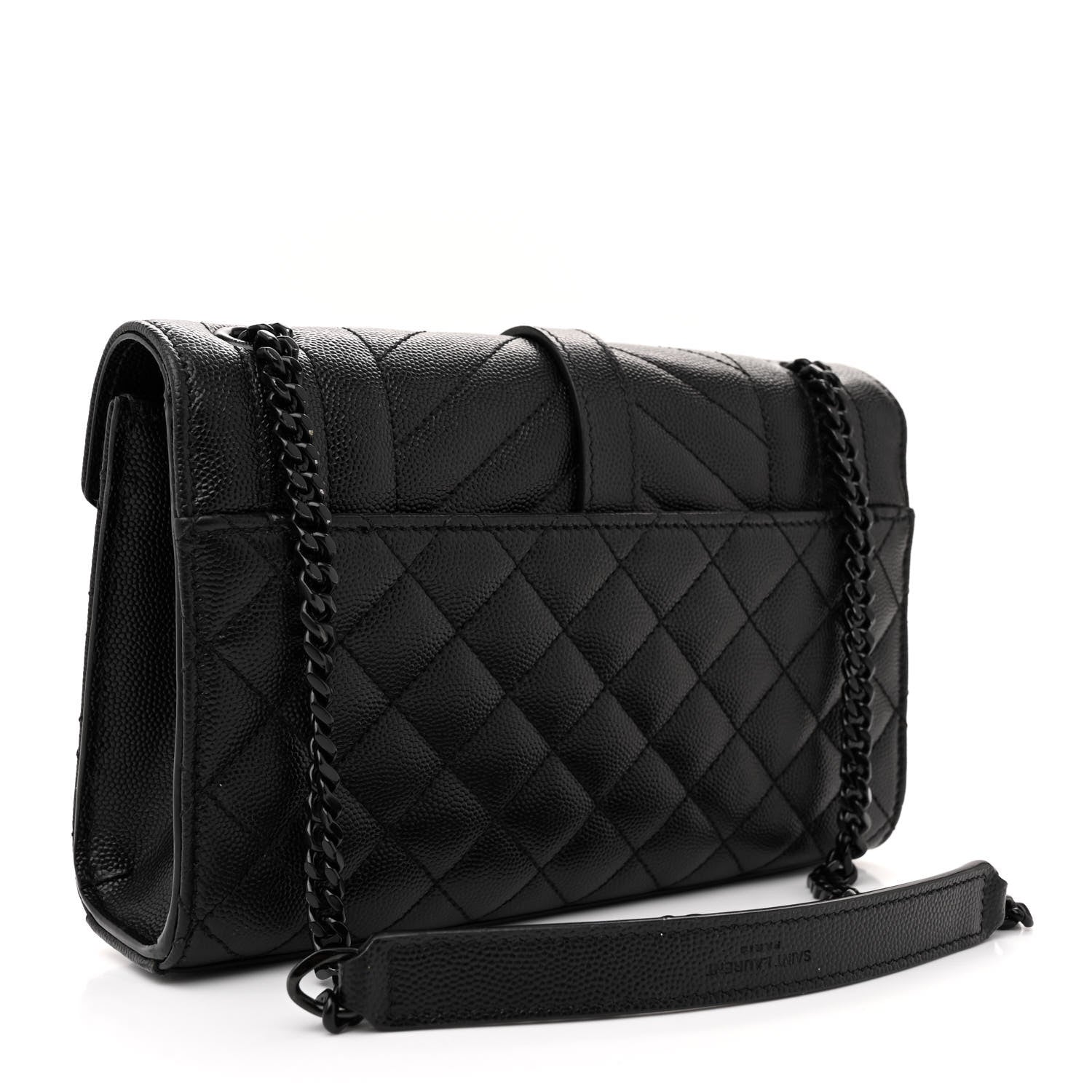 Saint Laurent Grain De Poudre Textured Mixed Matelasse Triquilt Small Monogram Monochrome Satchel Black 3 of 12