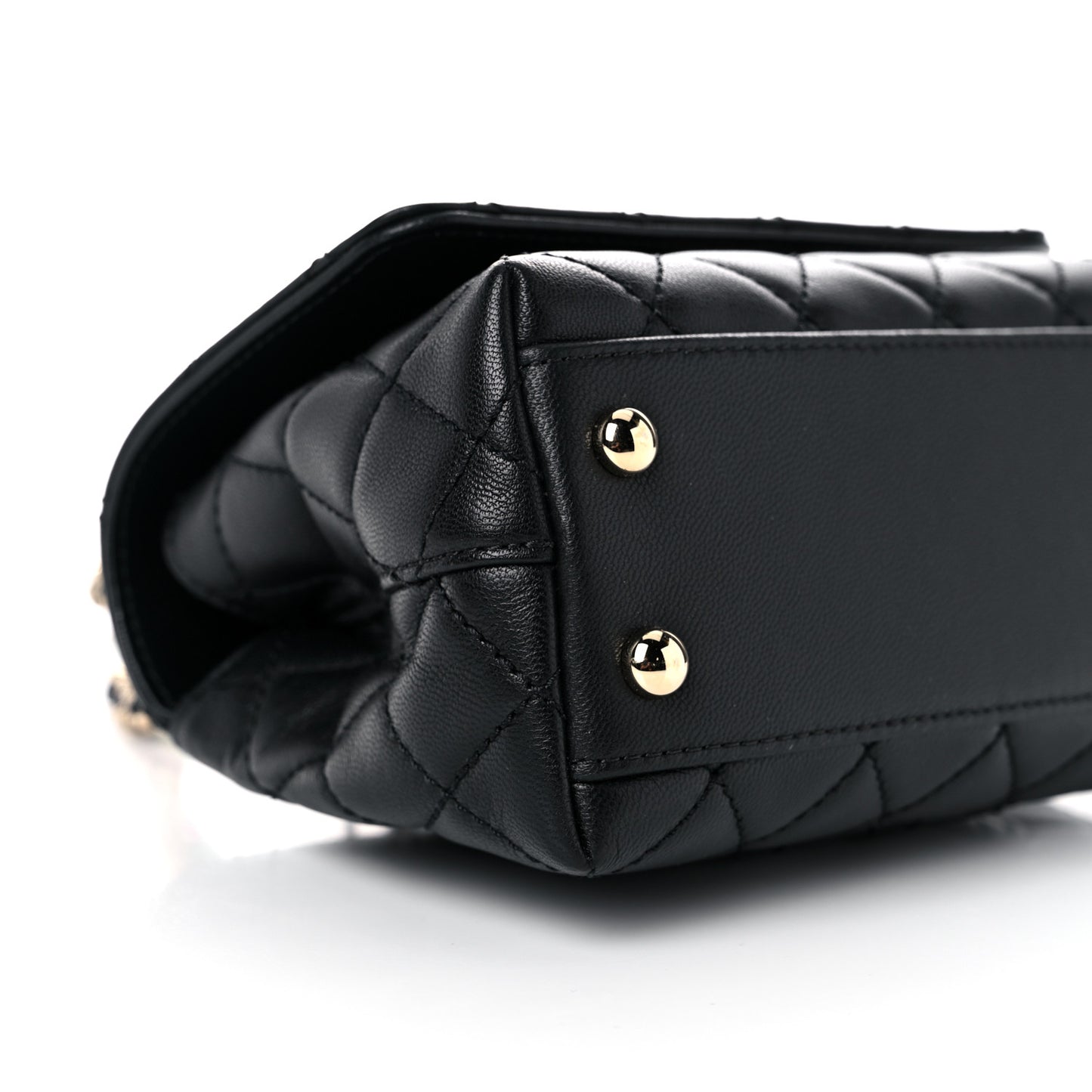 Goatskin Quilted Rainbow Extra Mini Coco Handle Flap Black