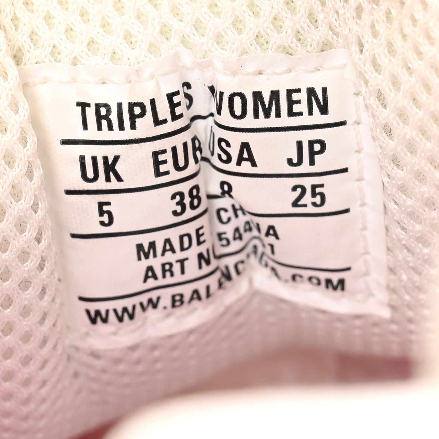 Fabric Mesh Clear Sole Womens Triple S Sneakers 38 White Pink