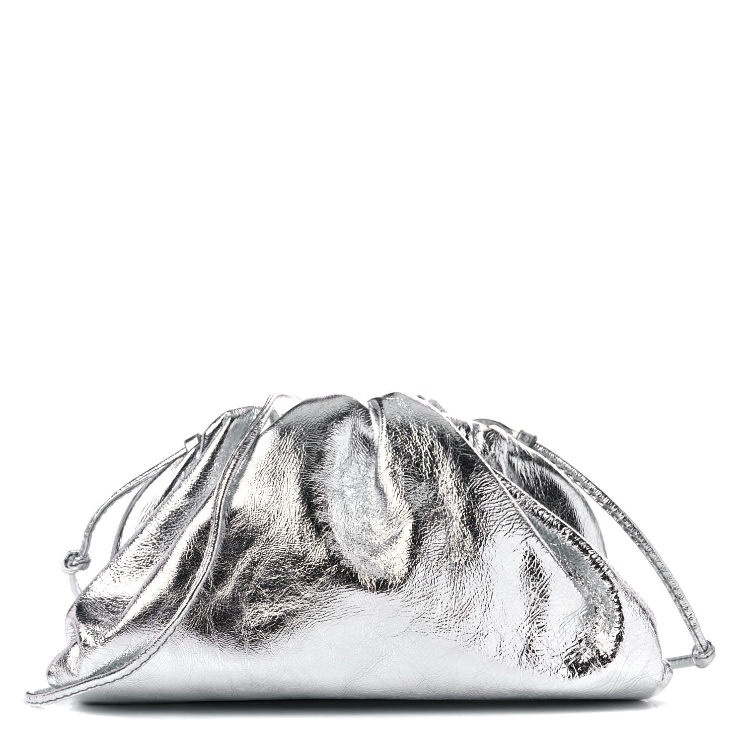 Bottega Veneta Metallic Calfskin The Mini Pouch Silver 987704